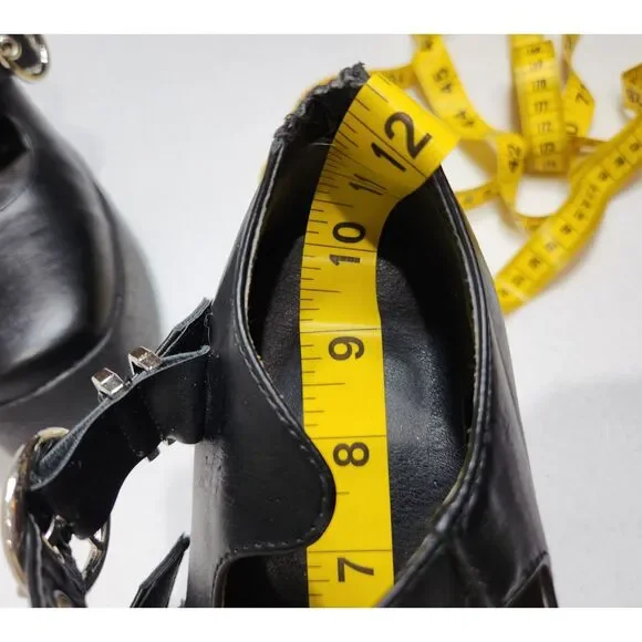 Lamoda Platform Mary Jane Heels Double Strap Ring Buckle Goth Alt Black Size 8 - Picture 12 of 13